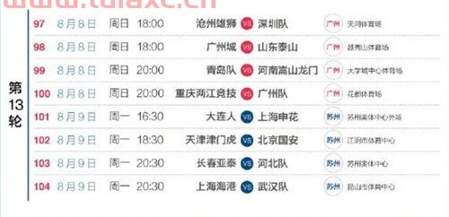 中超2021年赛程表腾讯体育