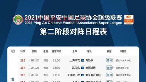 中超联赛2021赛程第二阶段比分结果