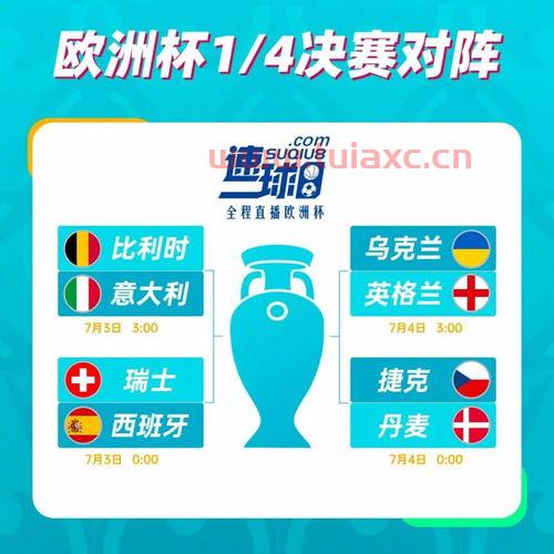 2021欧洲杯八强赛程对阵表今天直播