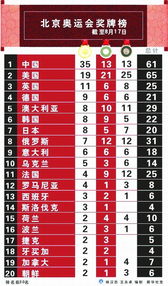 北京奥运会奖牌榜排名
