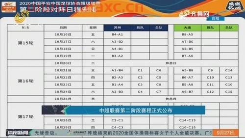 中超联赛第二阶段时间表