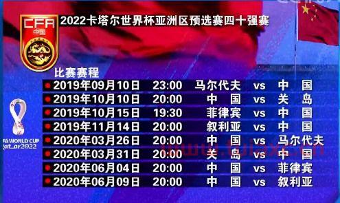 世界杯预选赛2022赛程中国比赛时间及成绩