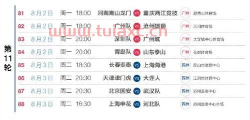 2021中超赛程时间