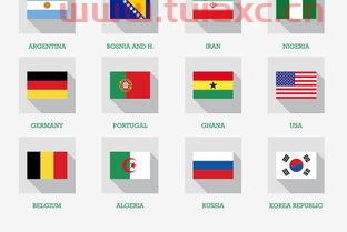 世界杯国旗分组素材