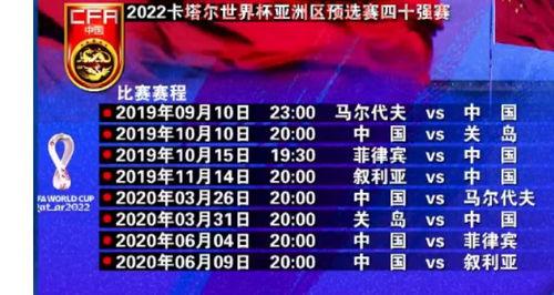 2022世界杯预选赛中国赛程