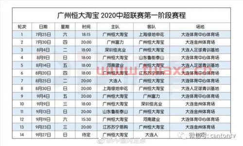 2020中超赛程出炉